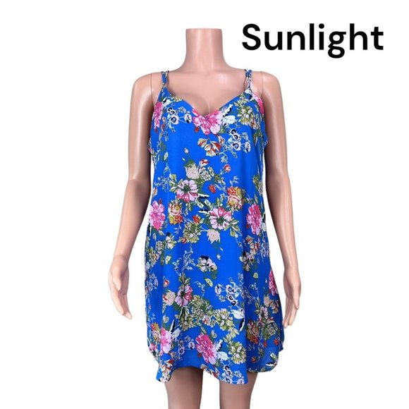 Xhilaration Women Blue Floral A-Line Casual Short/Mini Dress Size M -Sleeveless - Picture 1 of 16